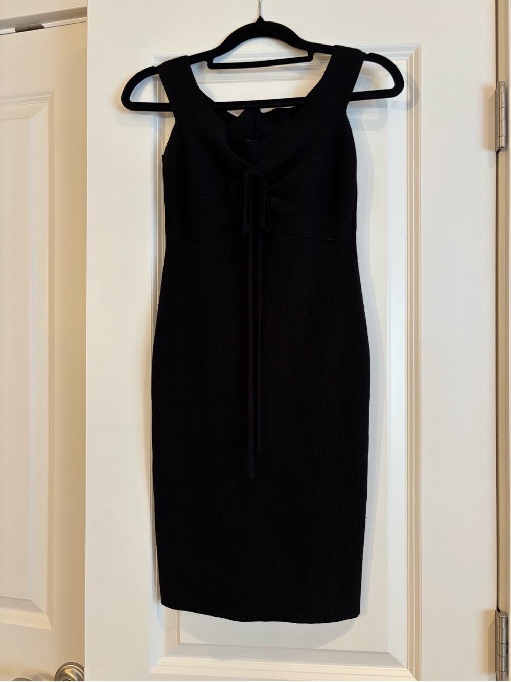 Classic Black off the shoulder Tie-Front Bodycon Dress express bodycon M